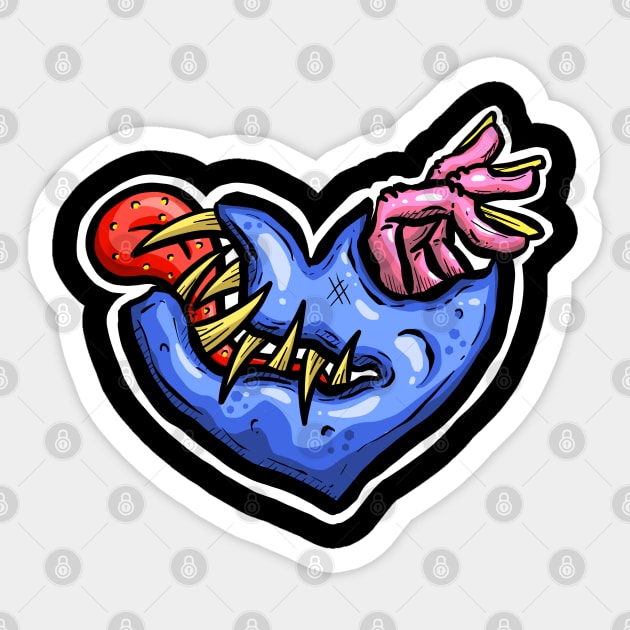 Zombie Heart Tongue and Fingers Blue Valentines Day Sticker by Squeeb Creative